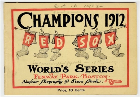 1912 World Series Program – New York Giants at Boston Red Sox, Clinching Game with Snodgrass Muff! 